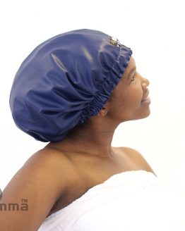 afro-large navy shower cap swimma side copy